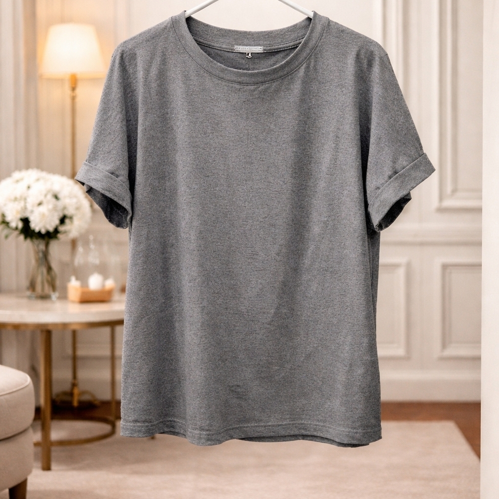 Cable & Gauge 1XL Heather Gray Knit Top With Buttons On Back